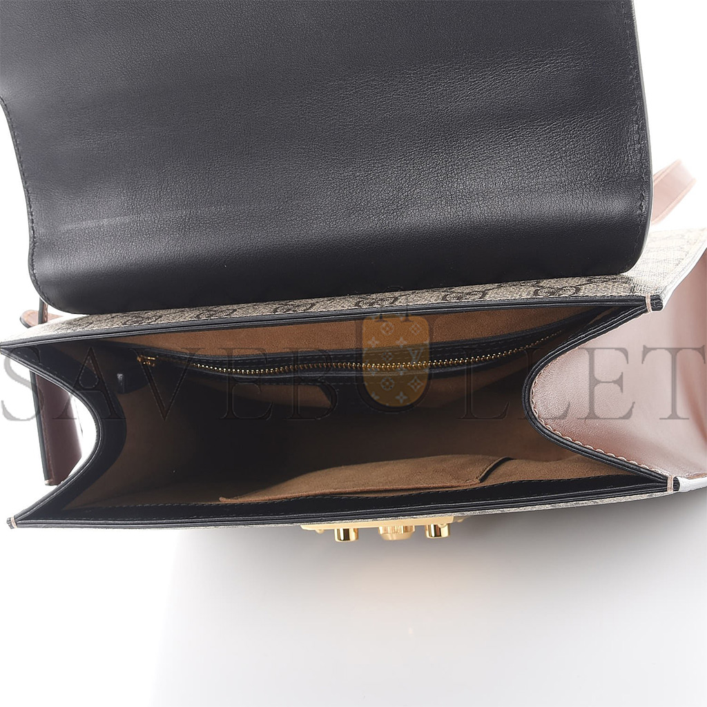 G*u*i gg sup*e monogram calfskin small padlock top handle bag beige black cuir 43188  (28*19*11cm)